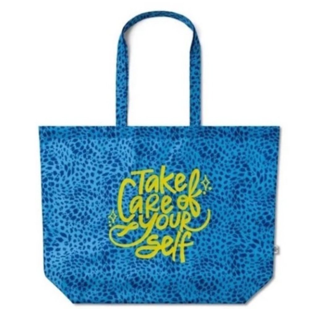NWT 'Take Care of Yourself' Packable Tote Bag Blue - Tabitha Brown for Target